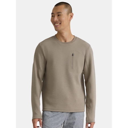 Athletic Works Men's and Big Men’s Textured Sweatshirt with Zipper Pocket, Sizes S-3XL