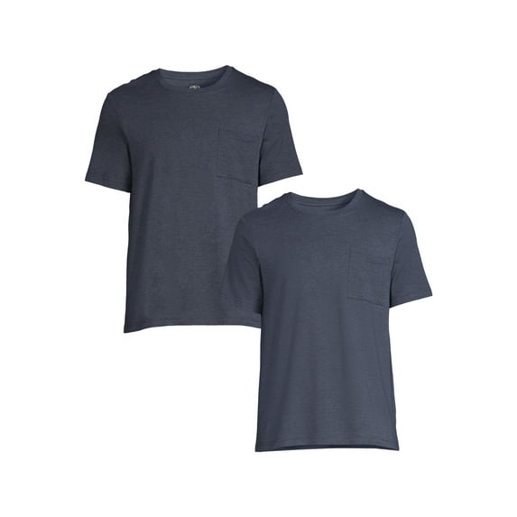 Athletic Works Men's and Big Men's Tri Blend Pocket Tee, 2-Pack, Sizes S-3XL