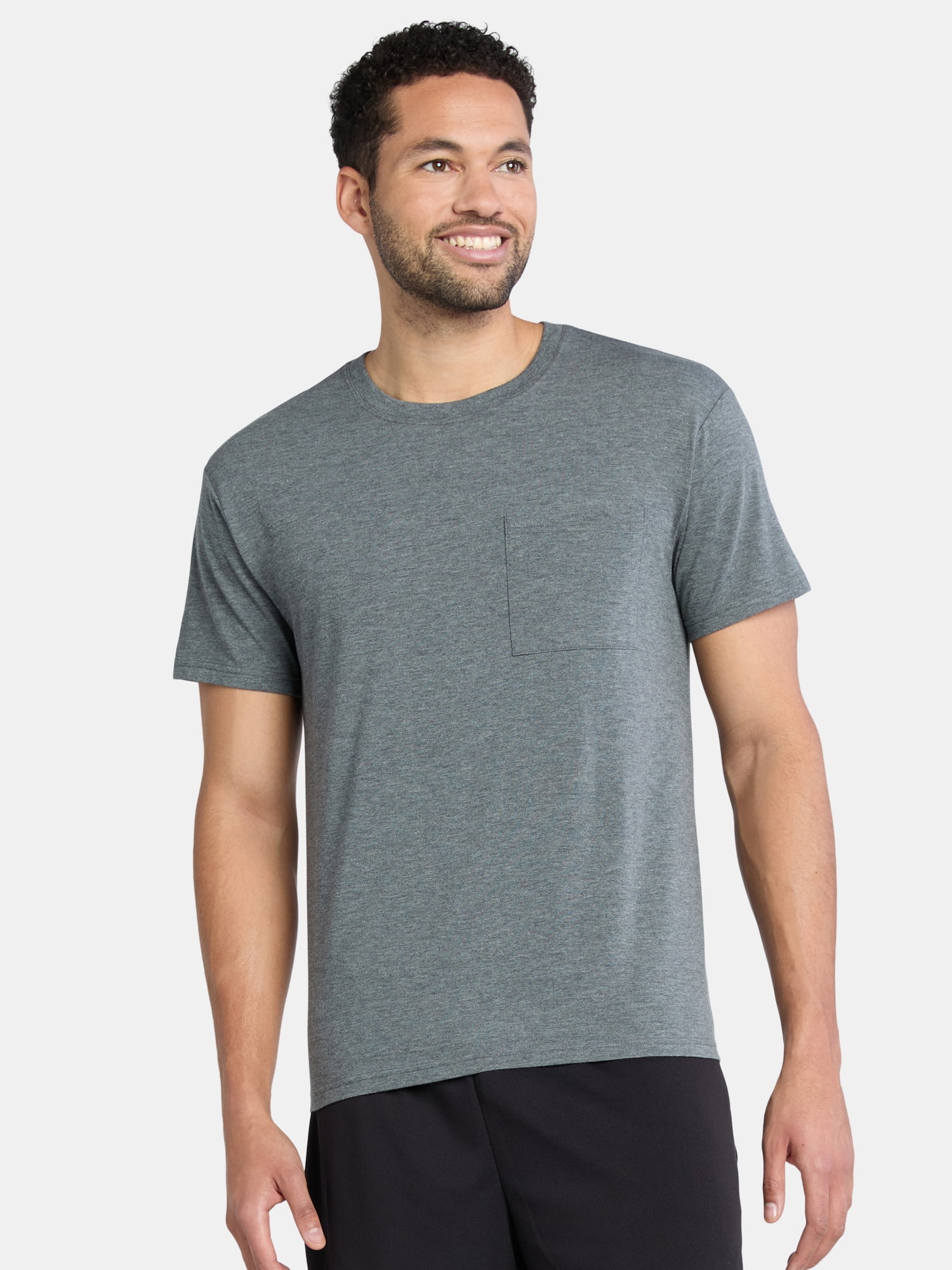 Athletic Works Men's and Big Men's Tri Blend Pocket Tee, Sizes XS-4XLT