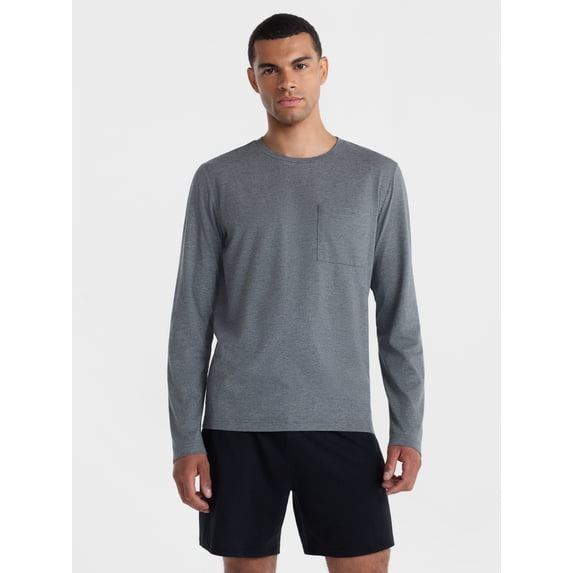 Athletic Works Men's Tri Blend Long Sleeve Pocket Tee Shirt, Sizes XS-4XLT