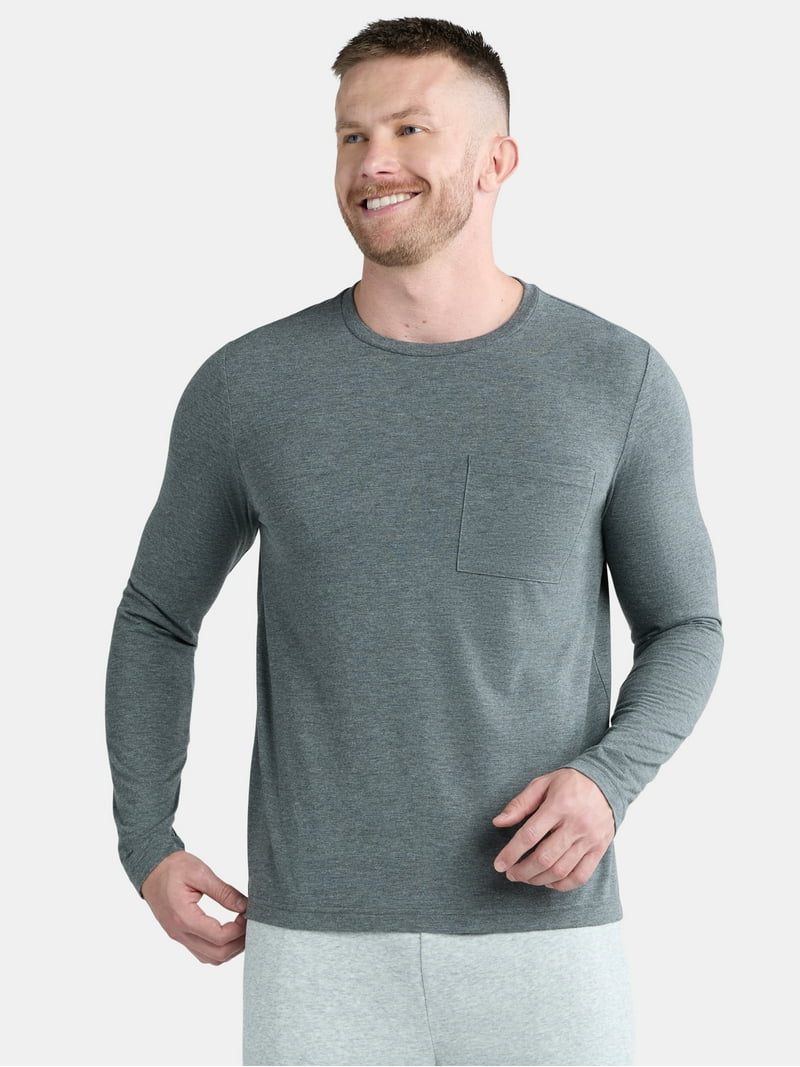 Athletic Works Men's and Big Men's Tri Blend Long Sleeve Pocket