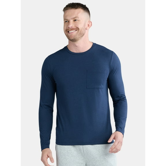 Athletic Works Men's and Big Men's Tri Blend Long Sleeve Pocket Tee, Sizes XS-5XL