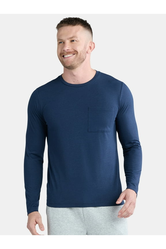 Men's and Big Men's Tri Blend Long Sleeve Pocket Tee, Sizes XS-5XL
