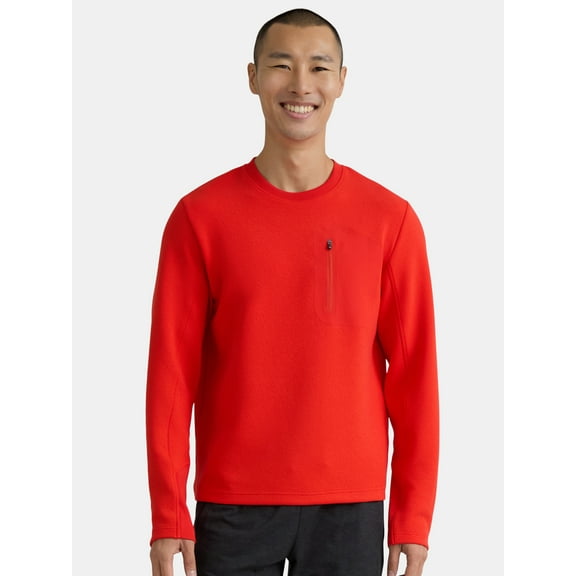 Athletic Works Men's and Men's Big Textured LS Crew, Sizes S-3XL