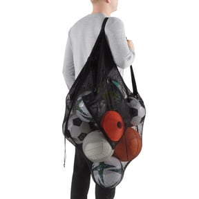 Athletic Works Mesh Ball Bag, Drawstring Shoulder Strap, Black, Unisex