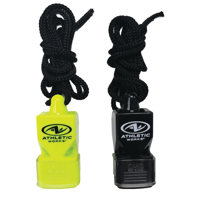 Athletic Works Pealess Coaches Whistle Adjustable Cord Black