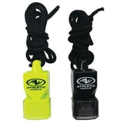Athletic Works Pea-less Coaches Whistle, Adjustable Cord, Black, Yellow, Plastic, 2 Pack