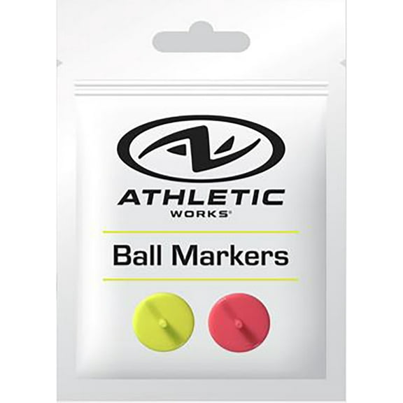 Athletic Works Neon Golf Ball Markers, Plastic, 1" Diameter High-Visibility Markers with Post for Secure Placement, Assorted Colors, 2 Count