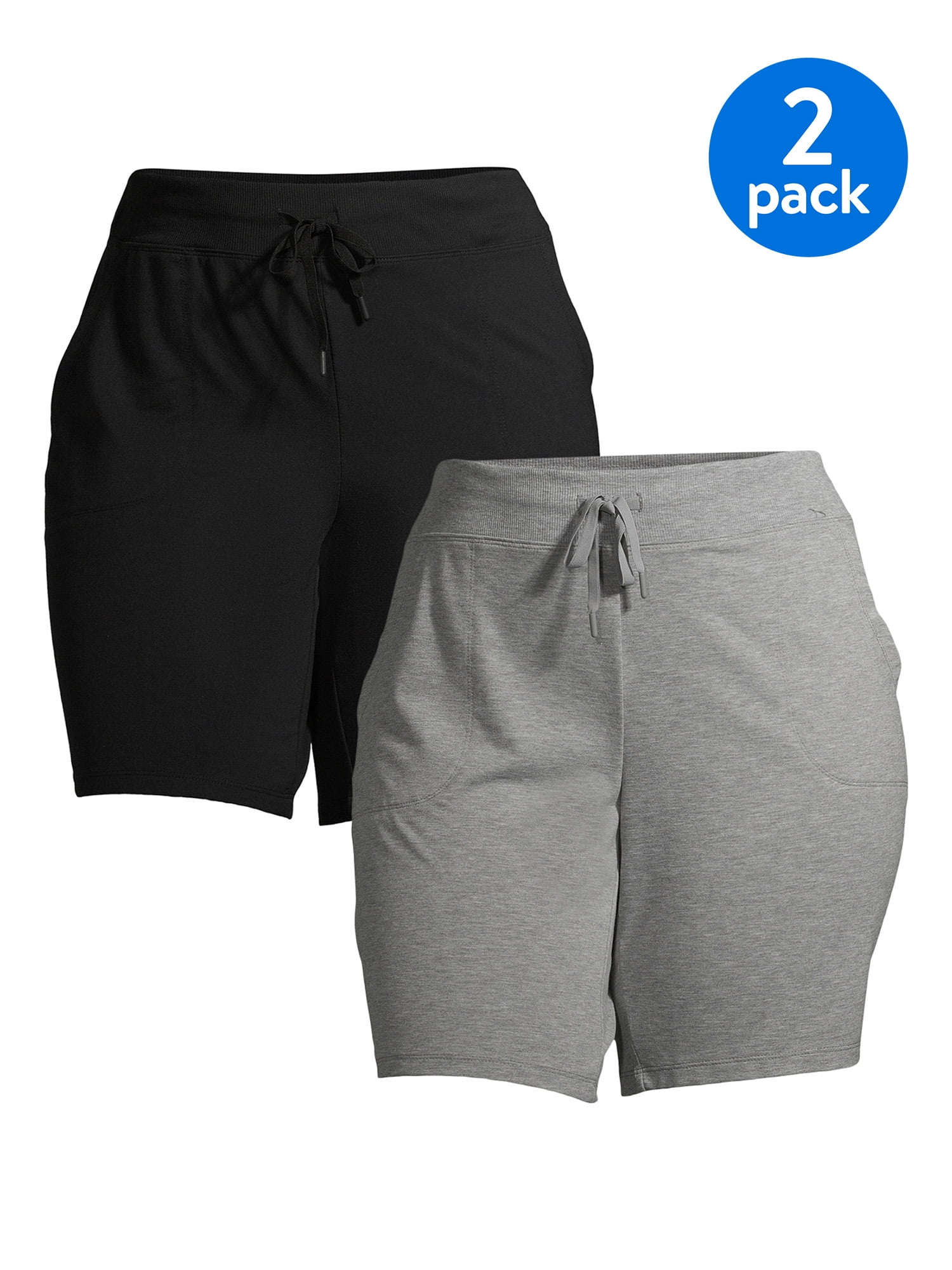 Athletic Works Plus Size French Terry Bermuda Shorts, 2Pack