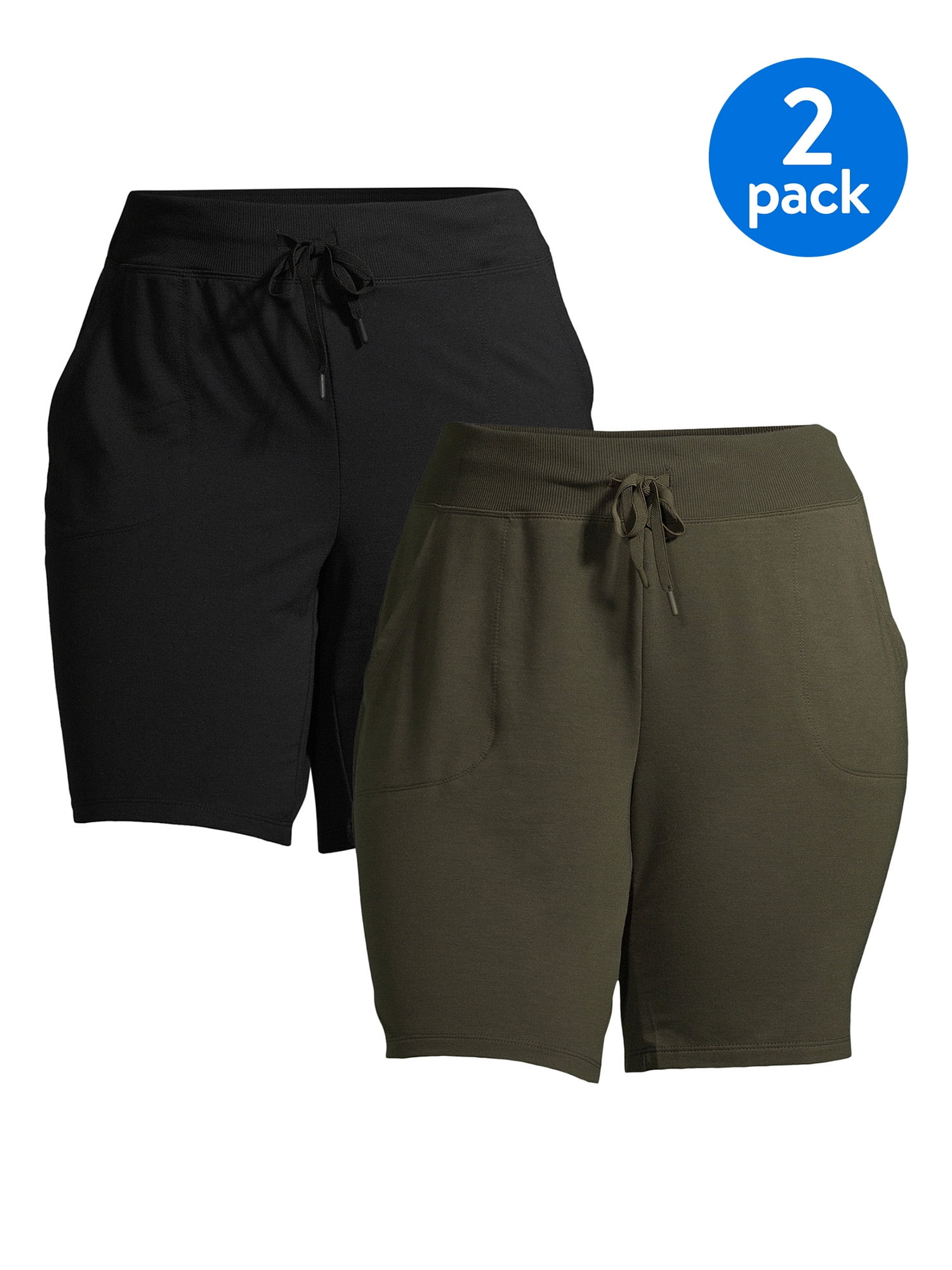 Athletic Works Plus Size French Terry Bermuda Shorts, 2Pack