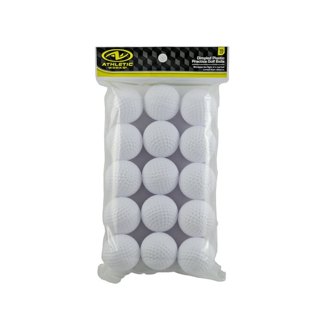 Athletic Works Practice Golf Balls, White, 15 Pack