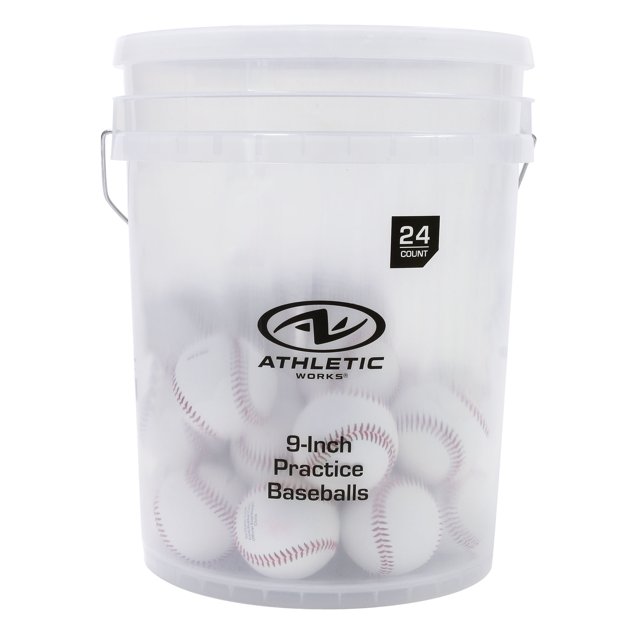 Athletic Works Set of 24 PVC Leather Practice Baseballs in Bucket