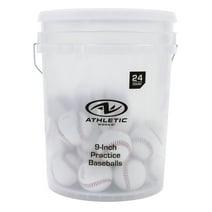 Athletic Works Set of 24 PVC Leather Practice Baseballs in Bucket, White