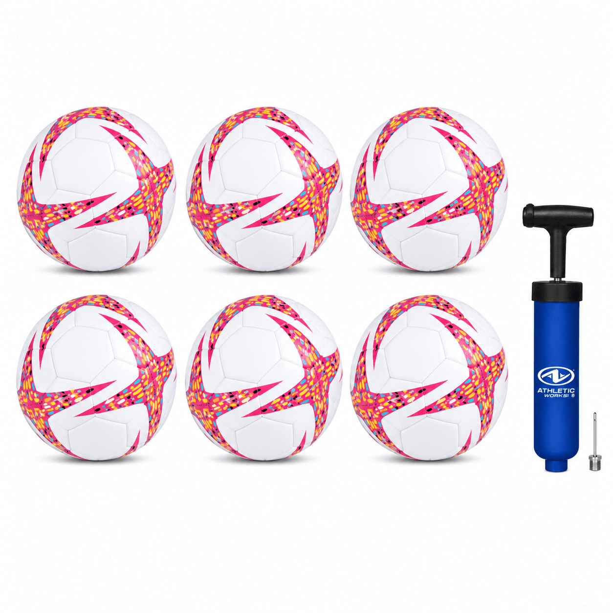 Athletic Works Size 4 Soccer Ball, Pink (6-Pack) with Pump