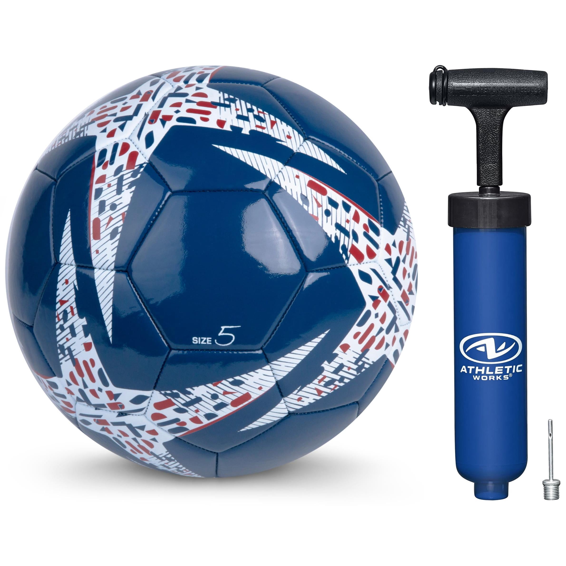 Athletic Works Size 5 Red, White & Blue Soccer Ball (6-Pack) with Pump