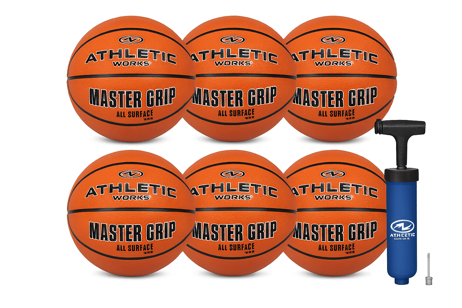Athletic Works Size 6 Basketballs (6-Pack) with Pump – Child 9-11 Years Old