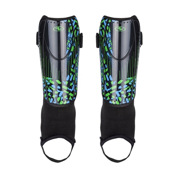 Athletic Works Small Soccer Shin Guards for Kids, Durable PP Shell, Black/Blue/Green