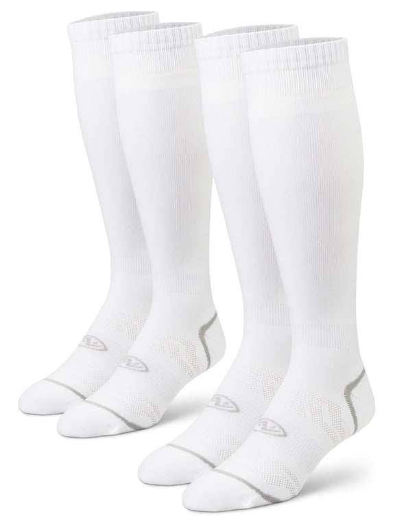 Soccer Socks, White Unisex, Small Youth 10-4.5, 2 pack