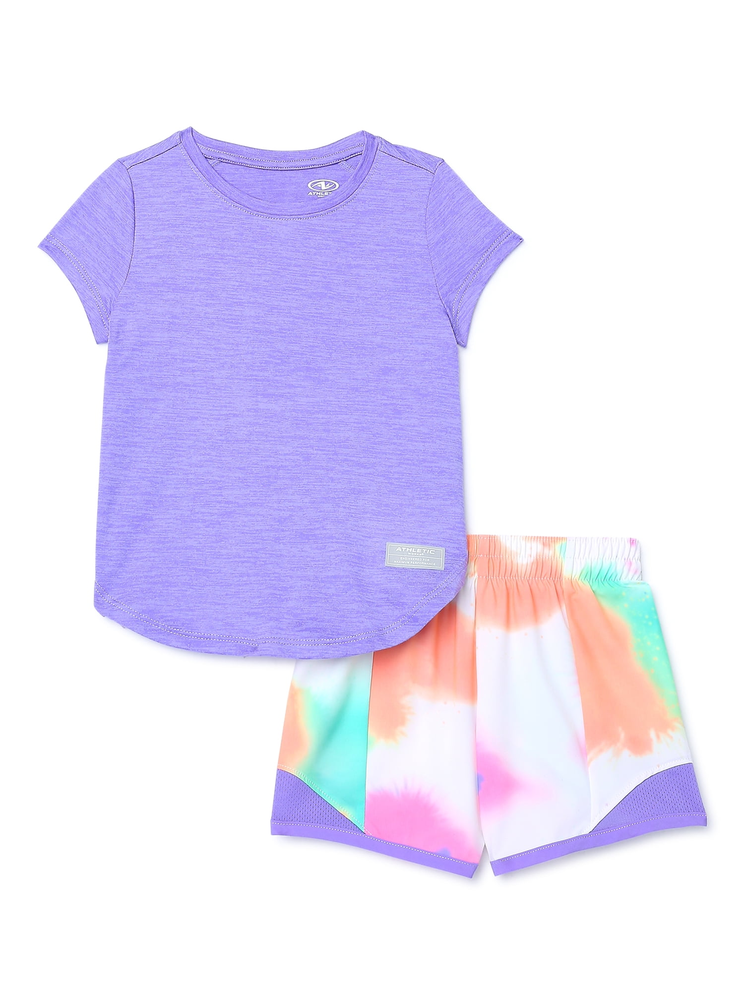 Athletic Works Toddler Girl Tee and Shorts Set, 2-Piece, Sizes 12M-5T