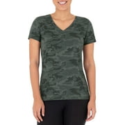 Athletic Works Women's Active Camo Print V-Neck T-Shirt