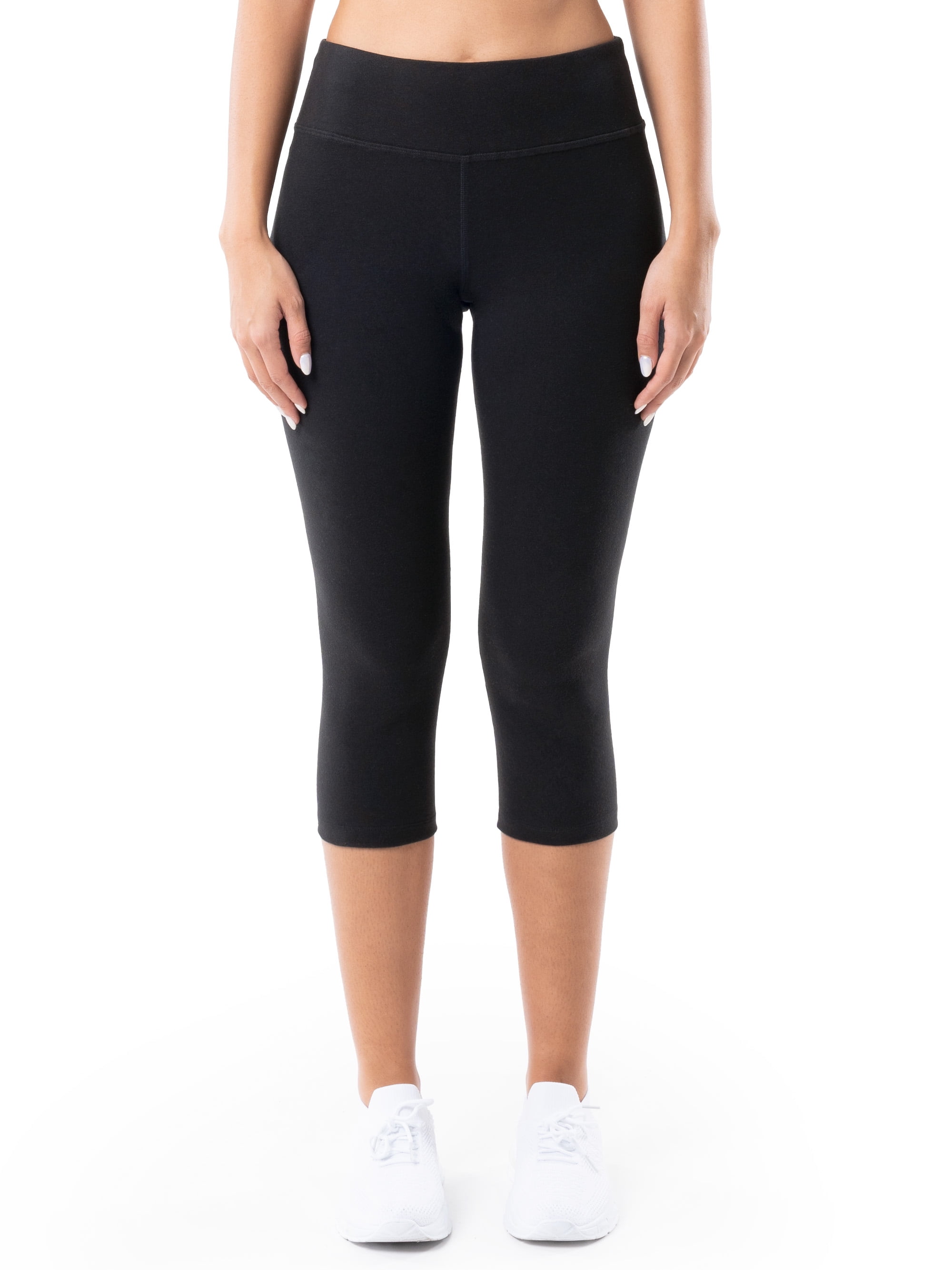 EttelLut Cotton Spandex Basic Capri Leggings Activewear Casual for Women  Black S 