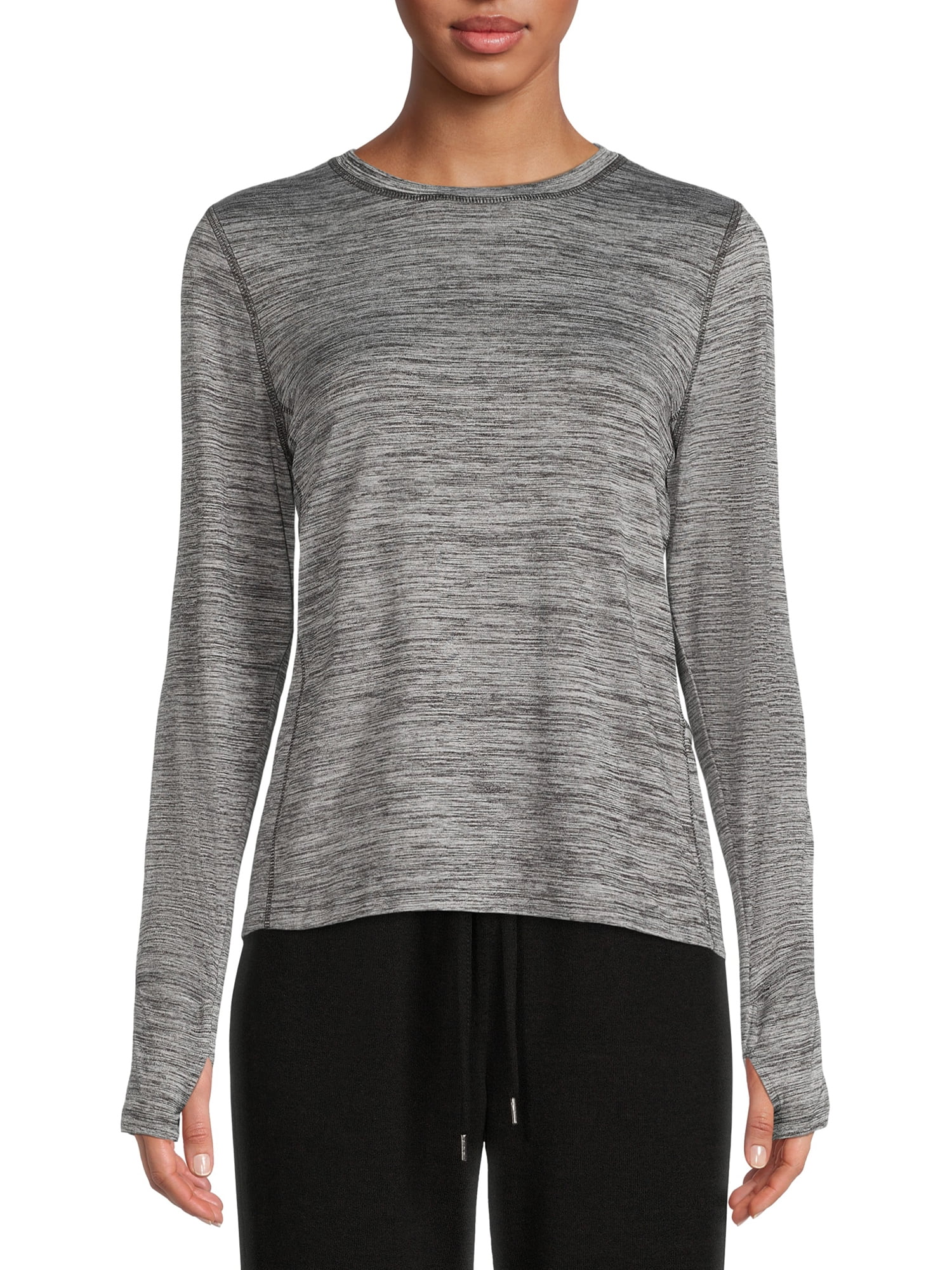 Athletic Works Women's Active Long Sleeve T-Shirt with Side Pocket, Sizes XS-XXL
