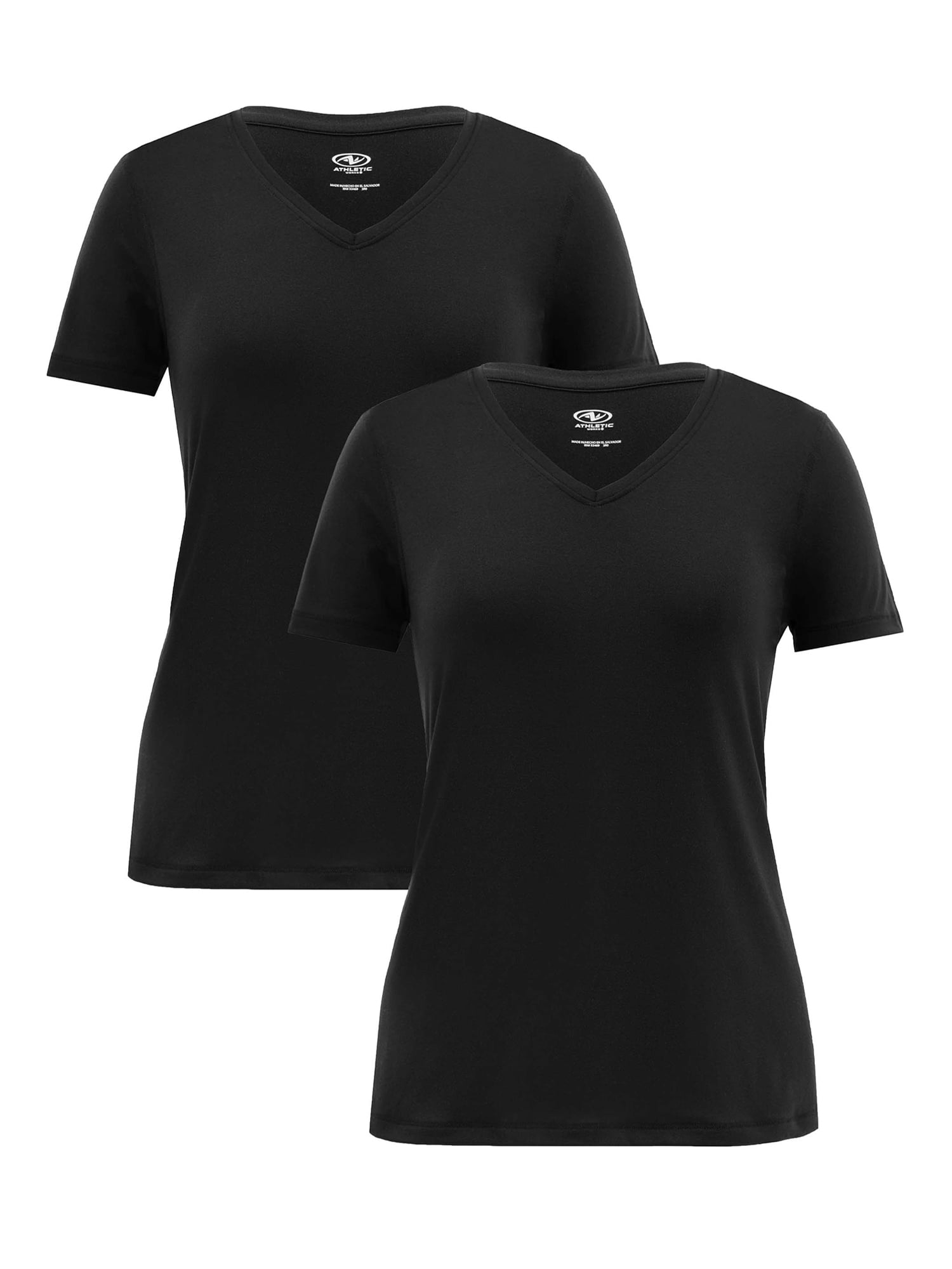 Athletic Works Women's Active V-Neck T-Shirt with Short Sleeves, 2-Pack ...