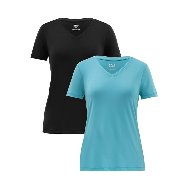 トップス jnhearts Vneck Shirts Saxe Blue Athletic Works Women's Moisture-Wicking V-Neck Workout Tops