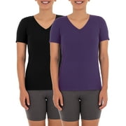 Athletic Works Women's Active V-Neck T-Shirt with Short Sleeves, 2-Pack, Sizes XS-XXXL