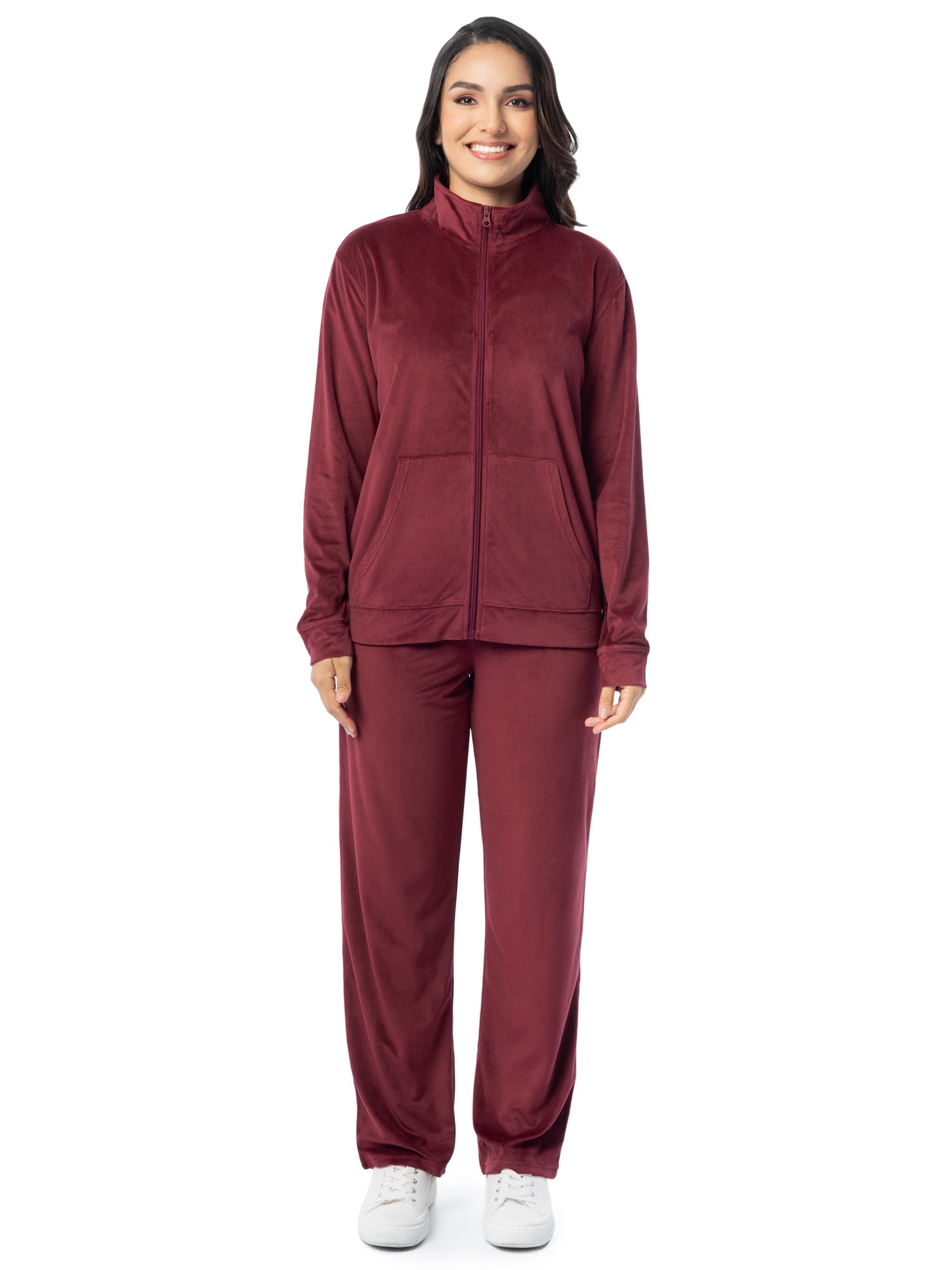 Athletic Works Women's Soft Velour Jacket and Pant Tracksuit, Size S-XXL