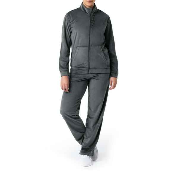 Athletic Works Women's Soft Velour Jacket and Pant Tracksuit, Size S-XXL