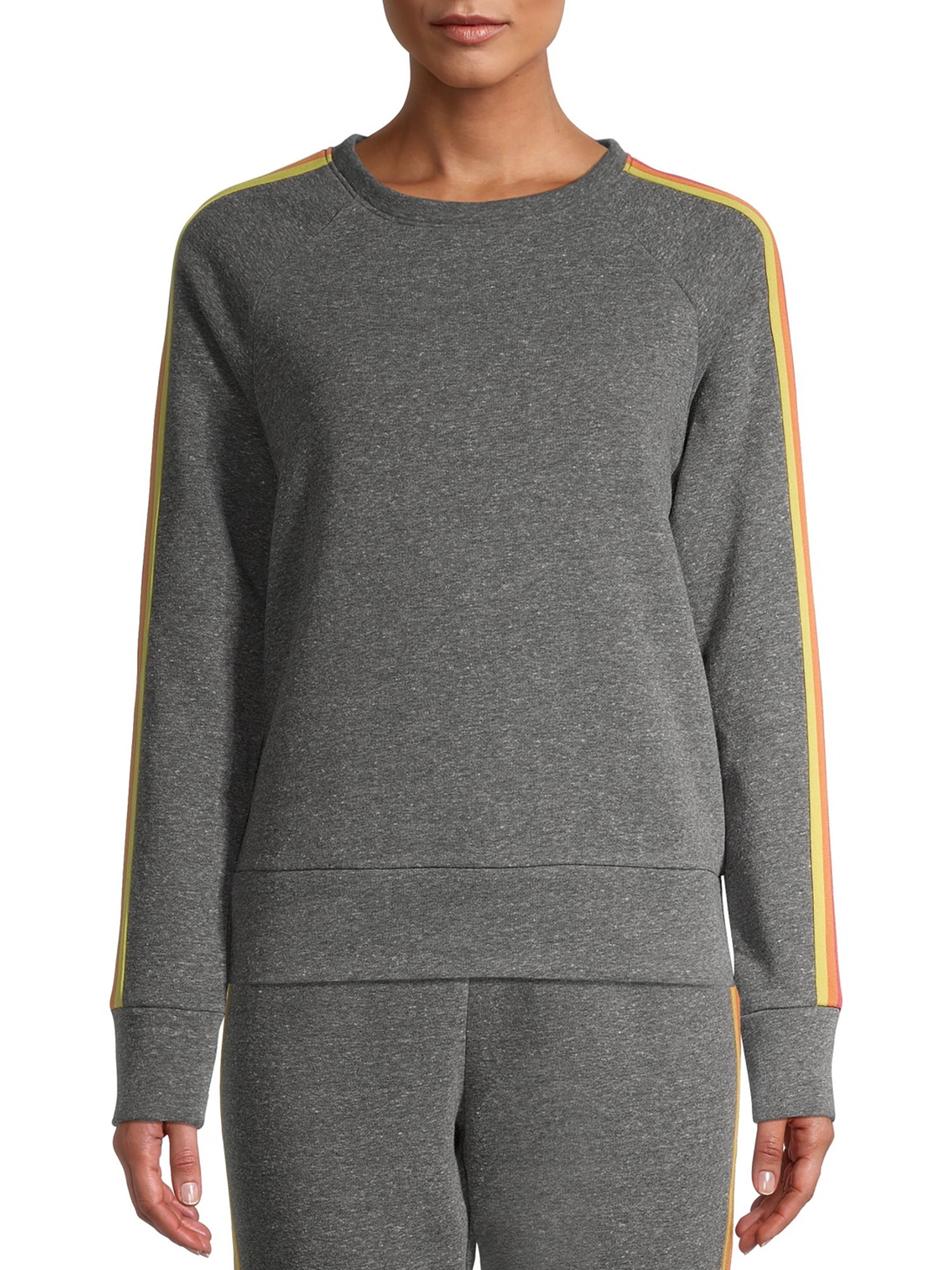 Athletic Works Women's Athleisure 5Stripe Crewneck Sweatshirt Yellow