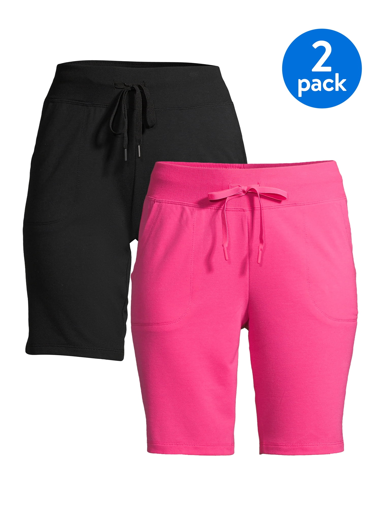 Athletic Works Women's Athleisure Bermuda Shorts, 2-Pack