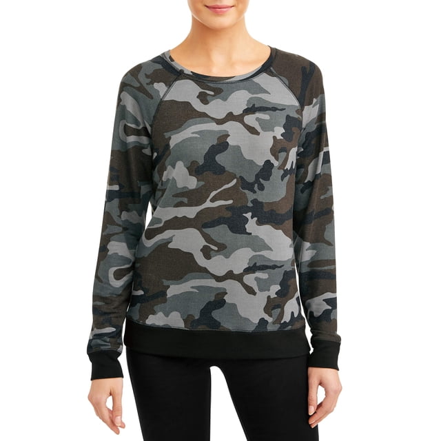 Athletic Works Women's Athleisure Camo Print Crewneck Sweatshirt