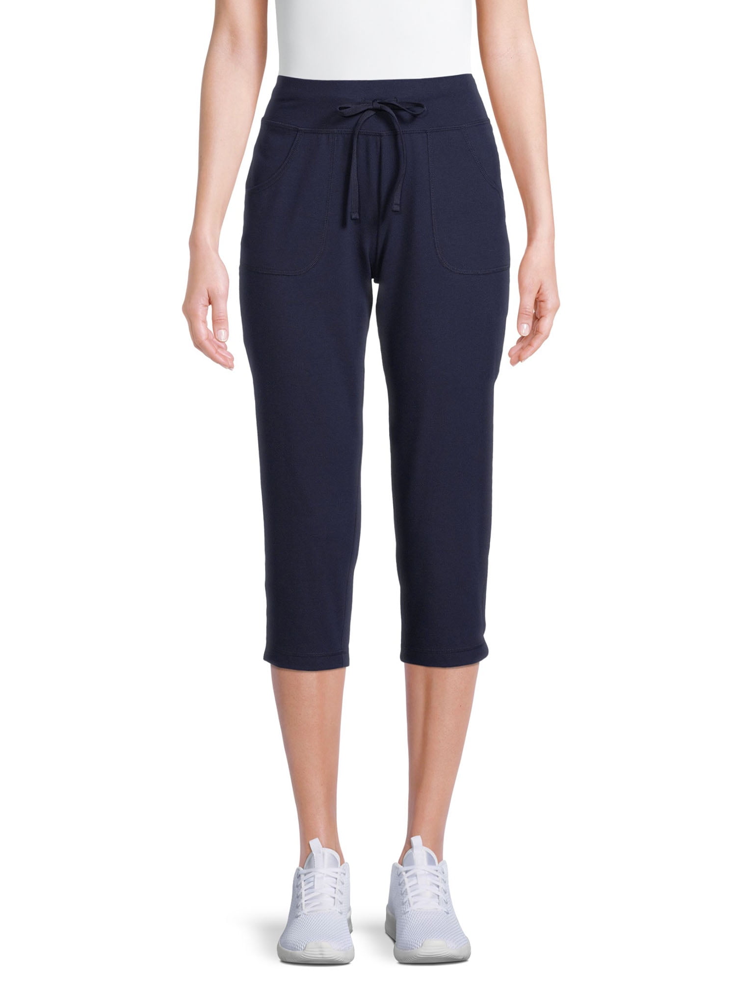Athletic Works Women's Athleisure Core Knit Capri Pants with Drawstring