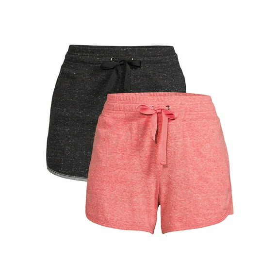Athletic Works Women's Athleisure Gym Shorts with Side Slit Hem and Side Pockets, 2-Pack