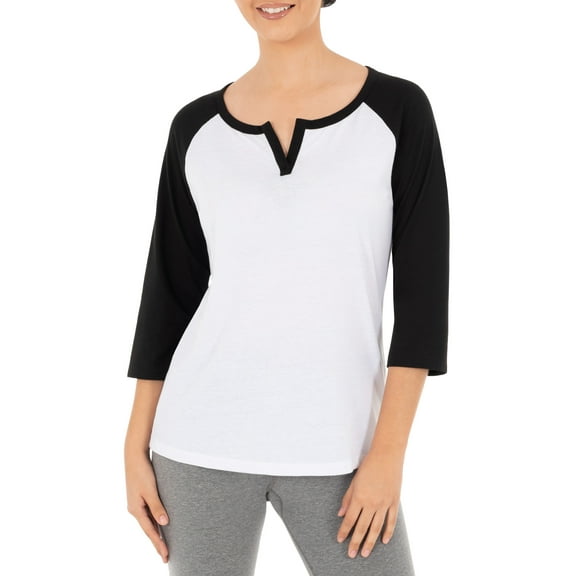 Athletic Works Women's Athleisure Split Neck Baseball T-shirt