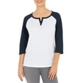 thumbnail image 1 of Athletic Works Women's Athleisure Split Neck Baseball T-shirt, 1 of 6