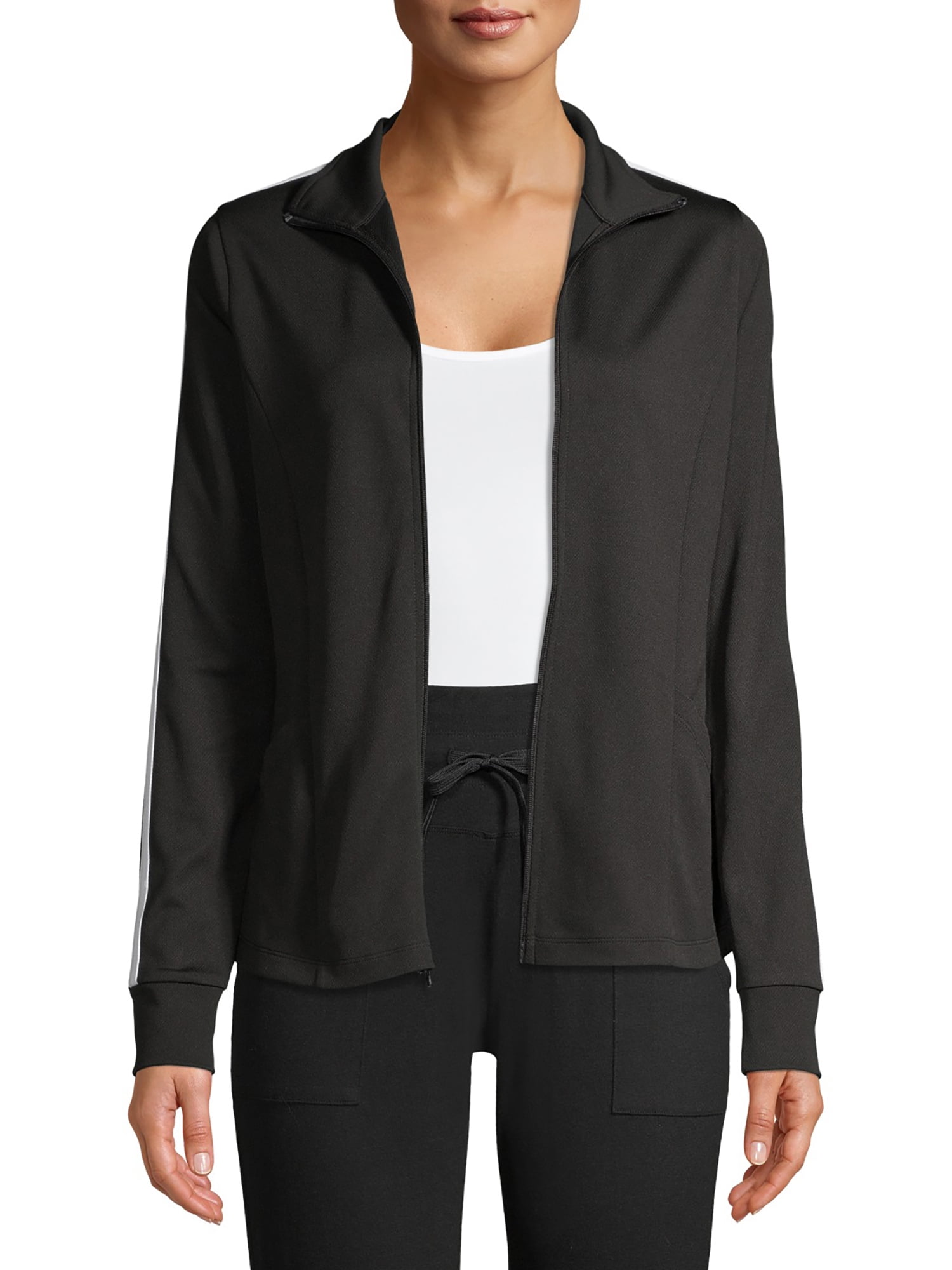 Athletic Works Women's Athleisure Track Jacket with Contrast Stripes