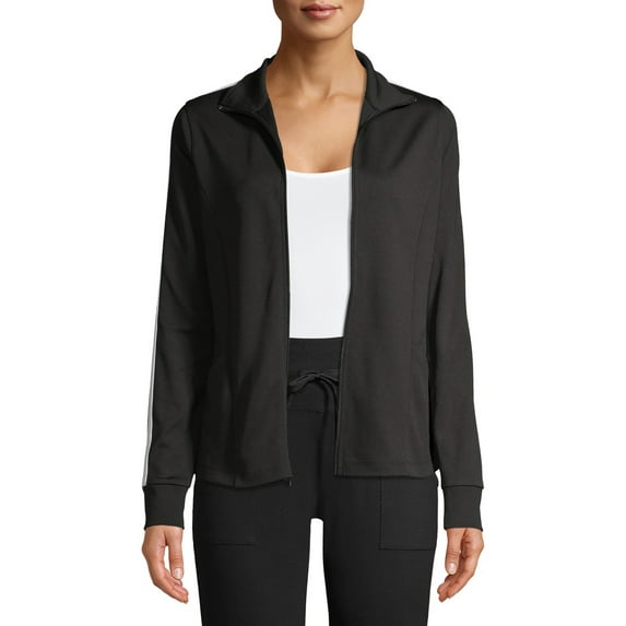 Athletic Works Women's Athleisure Track Jacket with Contrast Stripes