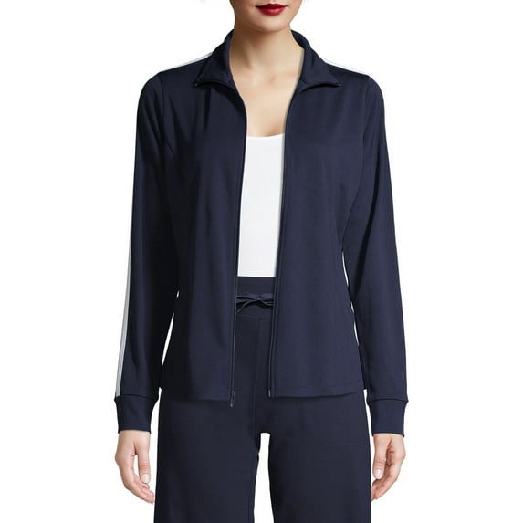 Athletic Works Women's Athleisure Track Jacket with Contrast Stripes