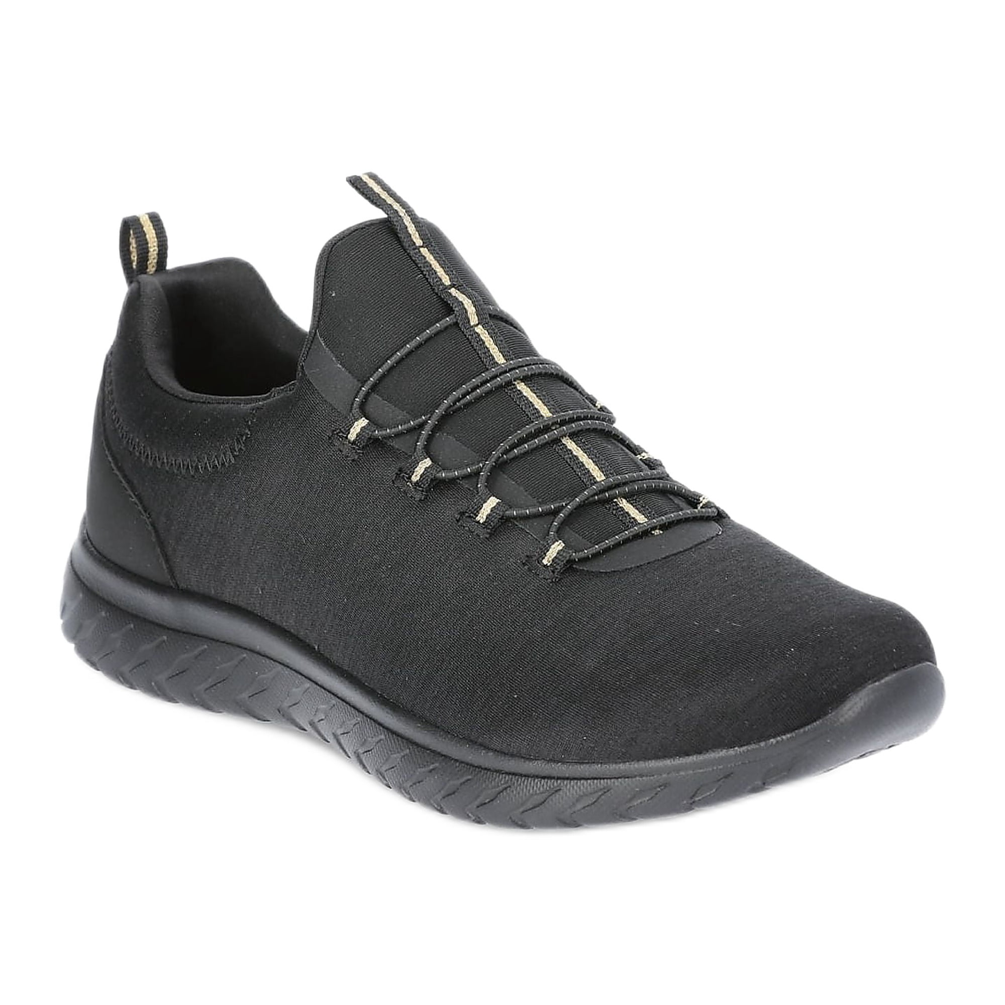 Athletic Works Women's Bungee Slip-On Sneakers, Wide Width, Black