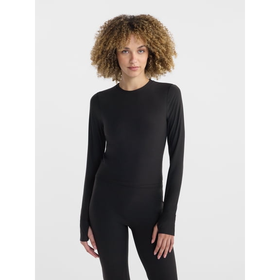Athletic Works Women's and Women’s Plus ButterCore Tee with Long Sleeves, Sizes XS-4X