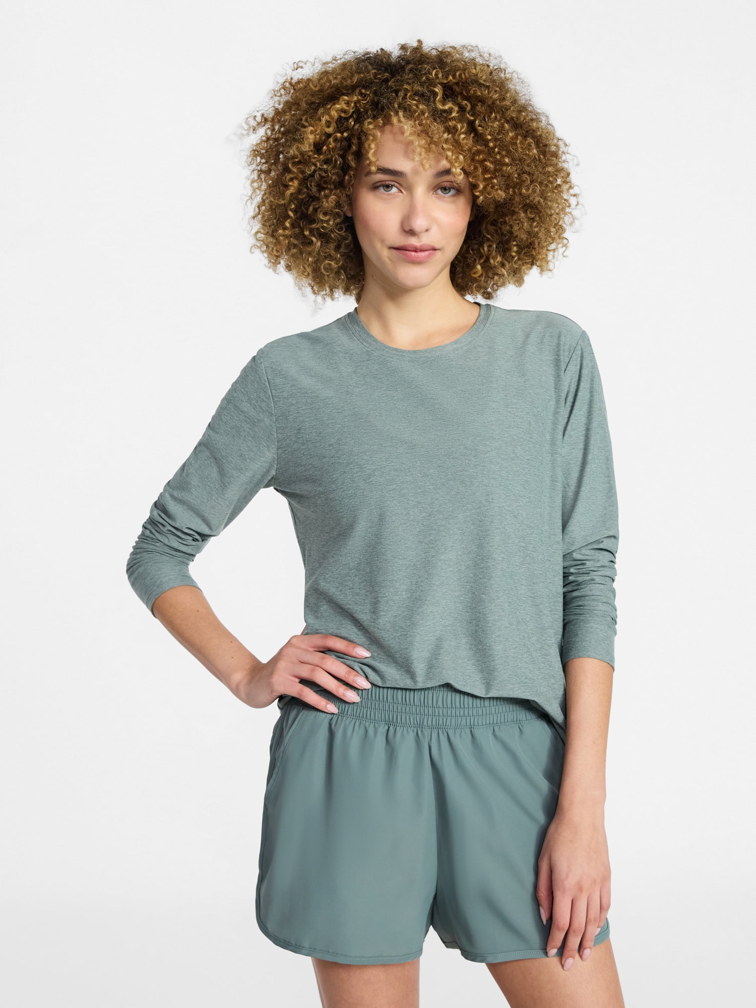 Athletic Works Women's ButterCore Tee with Long Sleeves, Sizes XS-XXXL