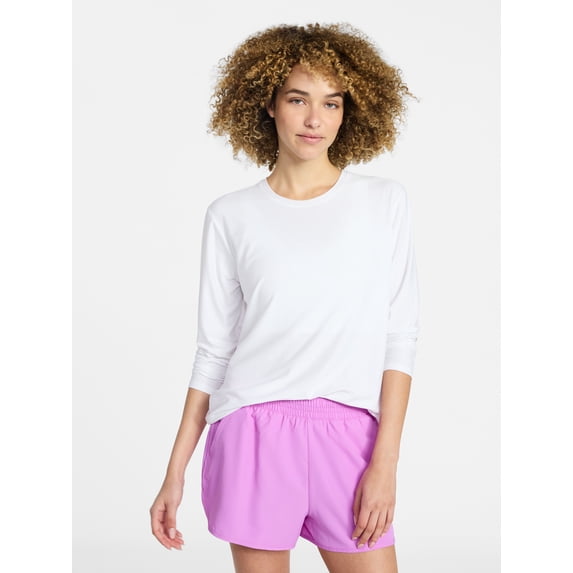 Athletic Works Women's ButterCore Tee with Long Sleeves, Sizes XS-XXXL