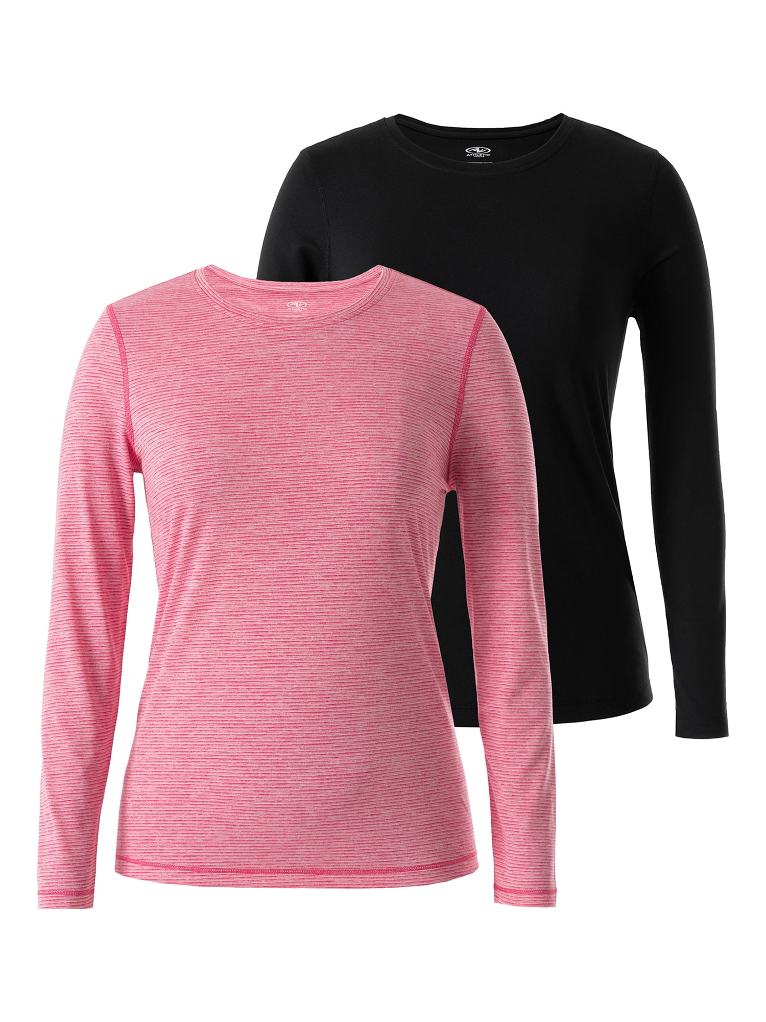 Athletic Works Women's Core Active Long Sleeve T-Shirt, 2-Pack