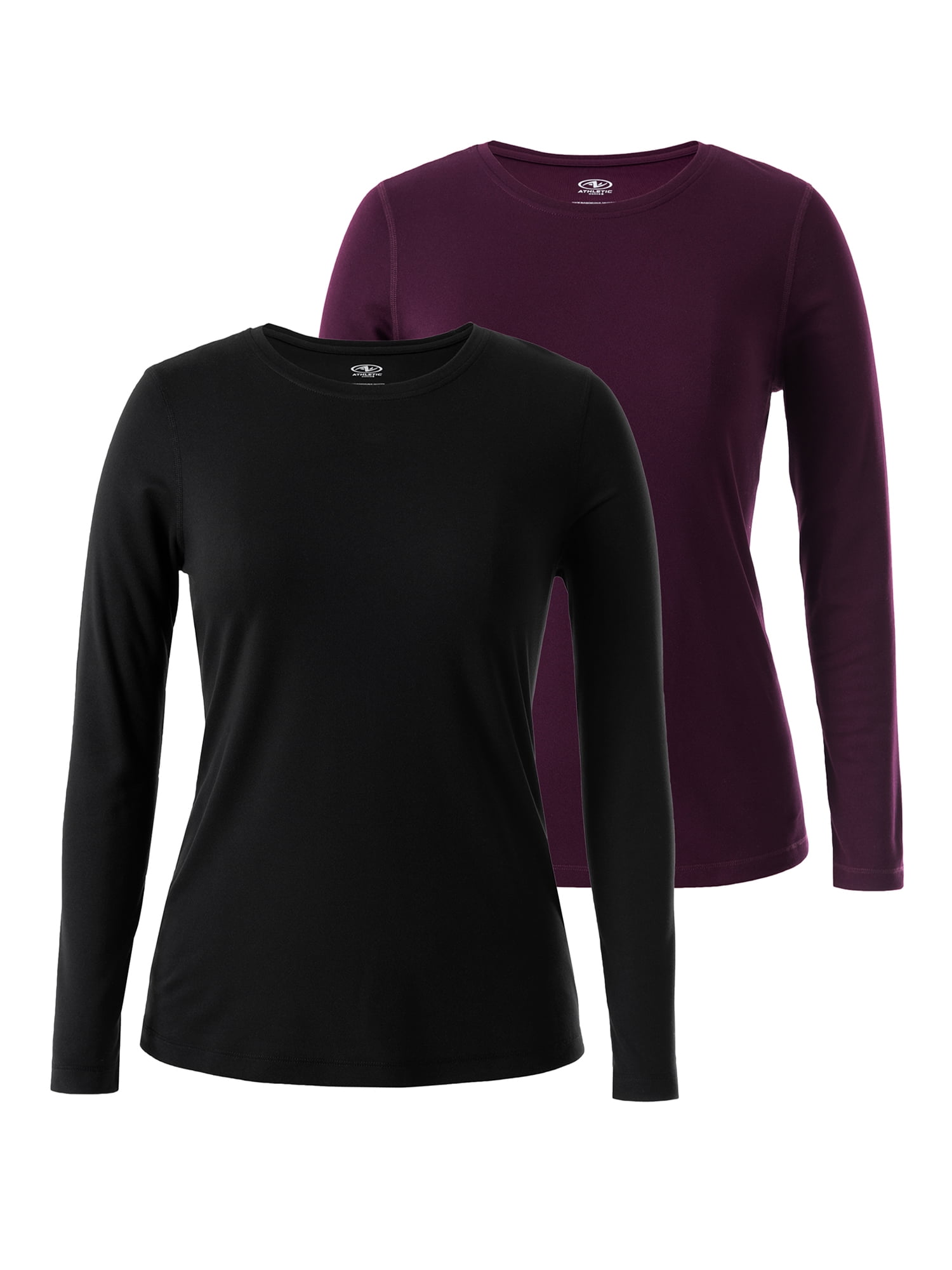 Athletic Works Women\'s Core Active Long Sleeve T-Shirt, 2-Pack