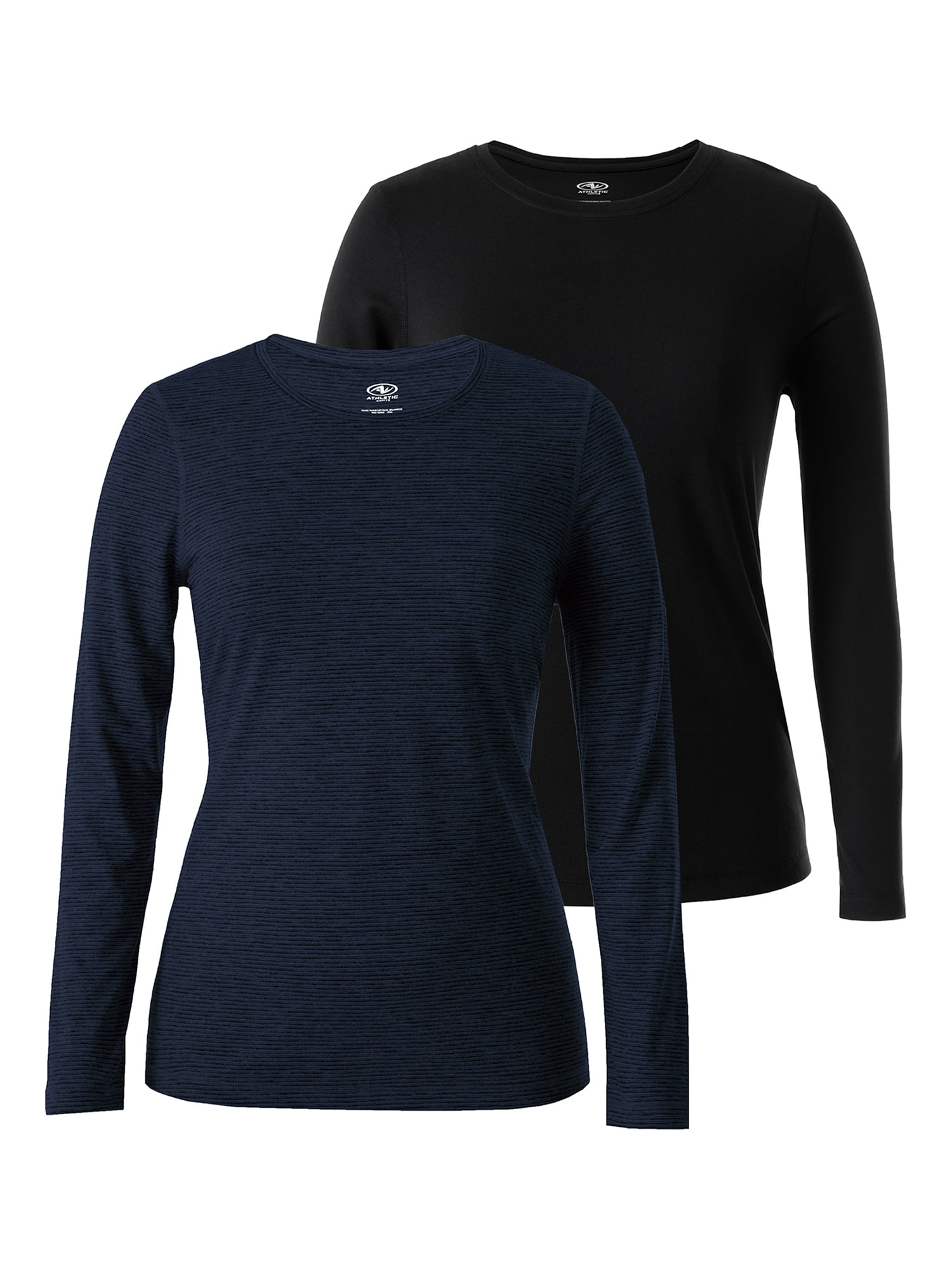 Athletic Works Women's Core Active Long Sleeve T-Shirt, 2-Pack