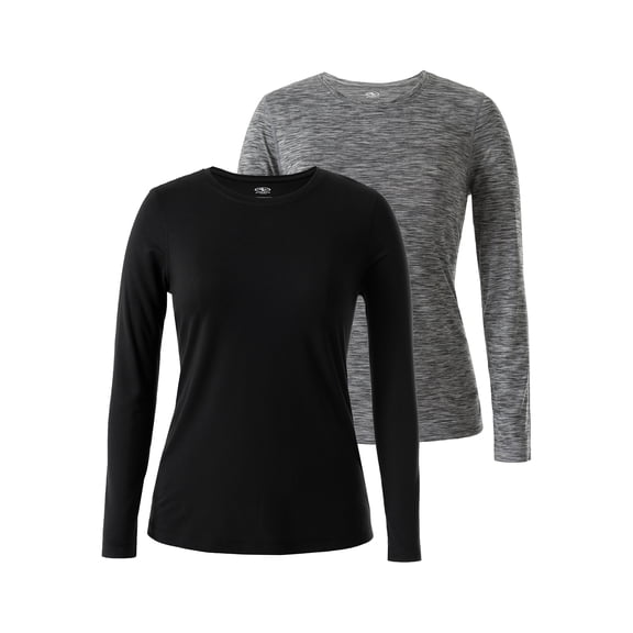 Athletic Works Women's Core Active Long Sleeve T-Shirt, 2-Pack