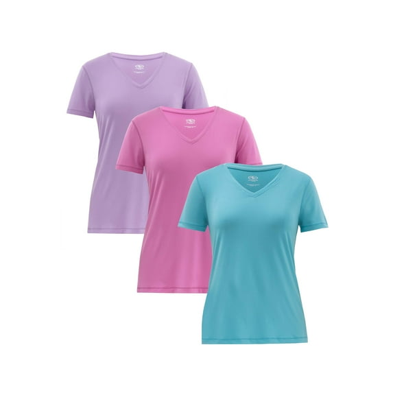 Athletic Works Women's Core Active Short Sleeve V-Neck T-Shirt, 3-Pack